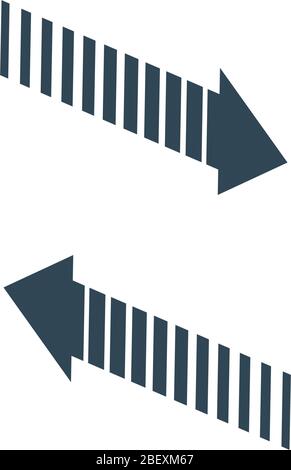 3d dashed arrows moving towards each other back and forth, shift concept. Stock Vector illustration isolated on white background. Stock Vector