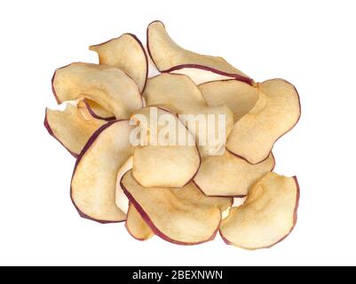 dried apples, apple chips on white background Stock Photo