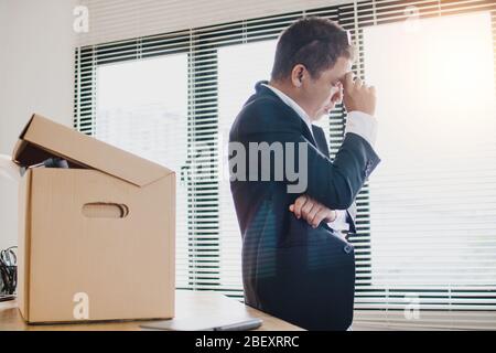 desperate and unemployed people, Economic downturn concept, frustrated man thinking and serious about work, no money and no job concept Stock Photo