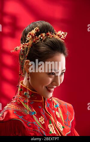 A beautiful Chinese bride features Stock Photo