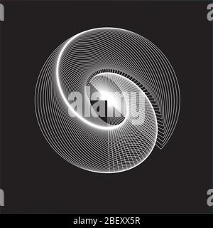 White oval, dynamic  shape on black background Stock Vector