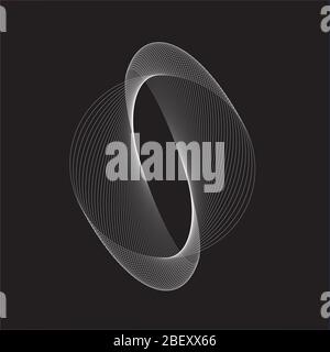 White oval, dynamic  shape on black background Stock Vector