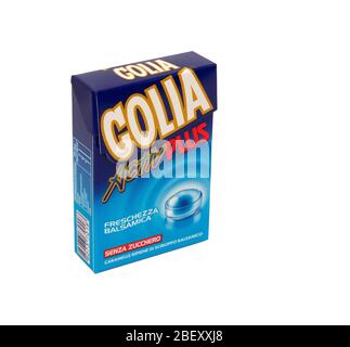 Italy - march 17, 2020: packets of balsamic candies brand Golia Stock Photo