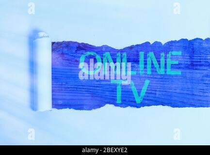 Handwriting text Online Tv. Conceptual photo a television production broadcast in realtime as events happen Stock Photo
