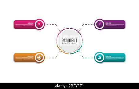 Modern multicolored gradient business infographic with steps vector design template Stock Vector