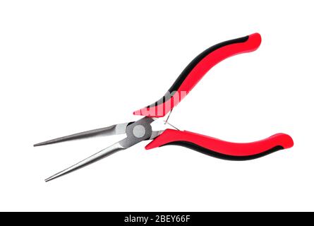 round nose pliers long red black isolate close up Stock Photo