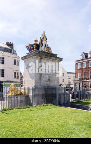 King George III Statue, erected as a tribute to the king in 1810. Weymouth, Dorset, England, GB, UK Stock Photo