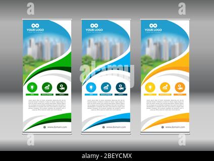 Business Roll Up. Standee Design. Banner Template. Presentation and Brochure Flyer. Stock Vector