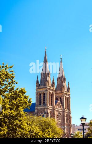 St Peter's Cathedral in North Adelaide viewed from Pennington Gardens on a day Stock Photo