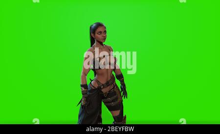 Dark Assassin lady 3d render Stock Photo - Alamy
