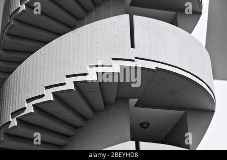 Helical staircase of a concrete modern building (Pesaro, Italy, Europe) Stock Photo