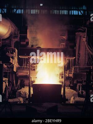 1992, Steel production in a Sheffield Steel Works, South Yorkshire, Northern England, UK Stock Photo