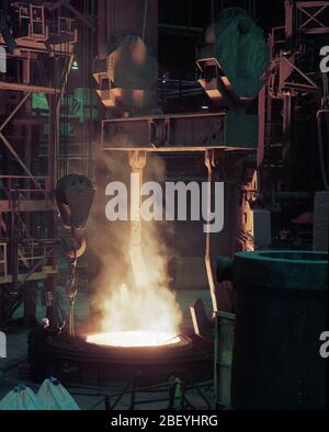 1992, Steel production in a Sheffield Steel Works, South Yorkshire, Northern England, UK Stock Photo