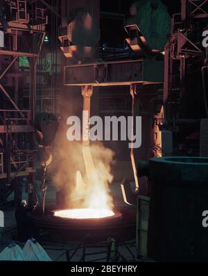 1992, Steel production in a Sheffield Steel Works, South Yorkshire, Northern England, UK Stock Photo