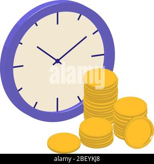 Quick payment, clock and cash, fast loan, easy credit, vector flat illustration Stock Vector