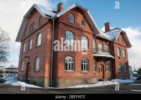Oslo, Norway - March 03, 2010: Building of the School of culture in a little town in southern Norway called As. Stock Photo