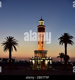 Izmir clock tower in Konak Square is the symbol of the city. Stock Photo