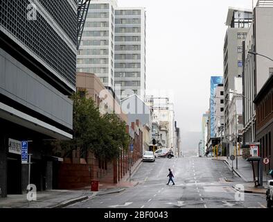 Cape Town, South Africa - 16 April 2020 : Empty streets of Cape town, South Africa during the lock down. Stock Photo