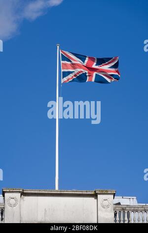 Union Jack flag, flying from the roof of the National Gallery, Trafalgar Square. London, UK. 21 Mar 2017