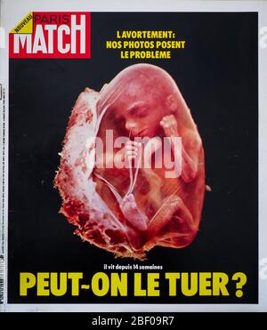 Frontpage of French news and people magazine Paris-Match, n° 1241, The abortion case, 1973, France Stock Photo