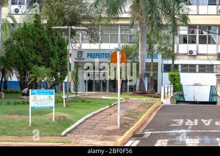 Campo Grande - MS, Brazil - March 30, 2020: Facade of the building of the prefecture of  Campo Grande MS. Stock Photo