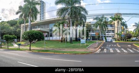 Campo Grande - MS, Brazil - March 30, 2020: Panoramic view of the facade of the prefecture of Campo Grande and the old building of the Teatro do Paco Stock Photo
