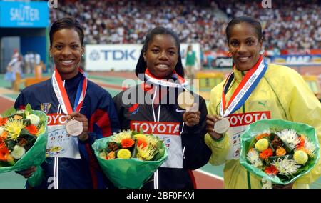 Women's 100-meter Hurdle Medalists: From Left: Bronze Medal Winner 