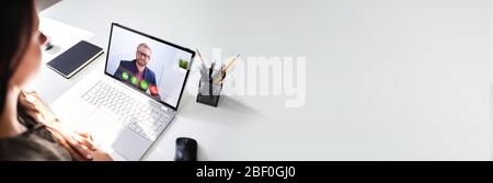 Work From Home Online Video Meeting Conference Stock Photo