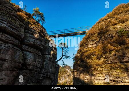 The Bastei in the Elbe Sandstone Mountains Stock Photo