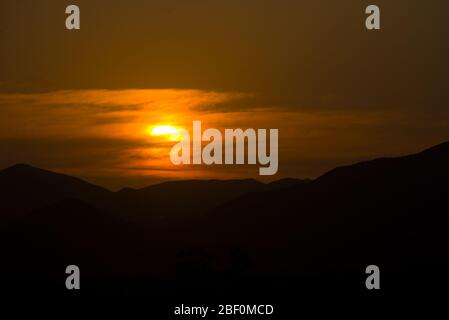 sunset over mountain range in little karoo, south africa Stock Photo
