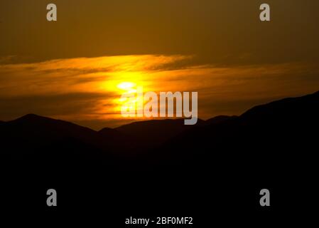 sunset over mountain range in little karoo, south africa Stock Photo