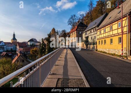 The town of Hohnstein in the Elbe Sandstone Mountains Stock Photo