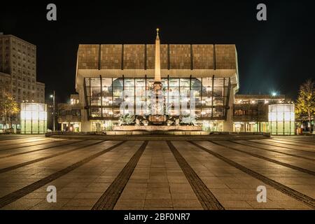 The Gewandhaus in Leipzig at night Stock Photo