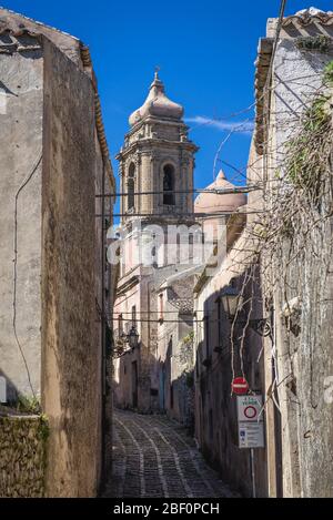 Tower of Erice historic town on a Mount Erice in the province of Trapani in Sicily, southern Italy Stock Photo