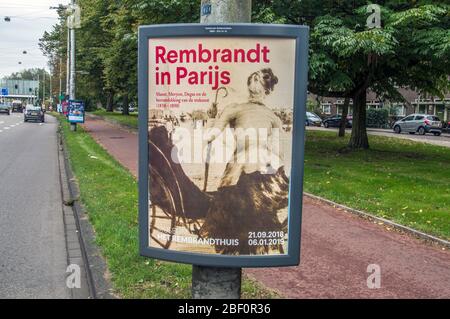 Centercom Billboard From The Exhibtion Rembrandt In Parijs At The Rembrandthuis Amsterdam The Netherlands 2018 Stock Photo