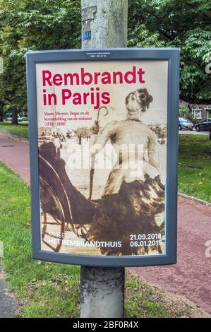 Centercom Billboard From The Exhibtion Rembrandt In Parijs At The Rembrandthuis Amsterdam The Netherlands 2018 Stock Photo