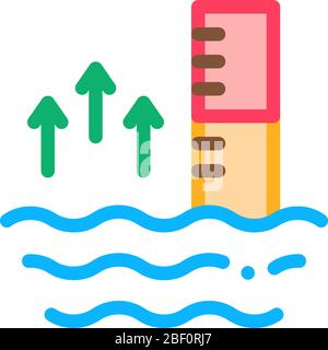 increase in water temperature icon vector outline illustration Stock Vector