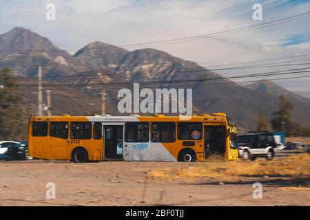 SANTIAGO, CHILE - DECEMBER 2019:  A Transantiago bus in Puente Alto Stock Photo