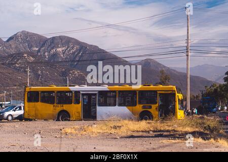 SANTIAGO, CHILE - DECEMBER 2019:  A Transantiago bus in Puente Alto Stock Photo