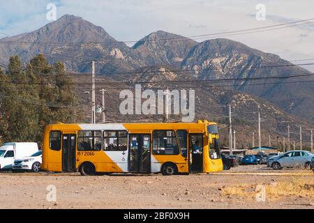 SANTIAGO, CHILE - DECEMBER 2019:  A Transantiago bus in Puente Alto Stock Photo