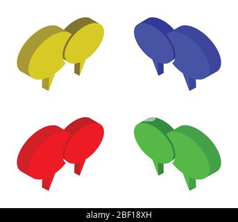 isometric dialog cloud icon illustrated in vector on white background Stock Vector