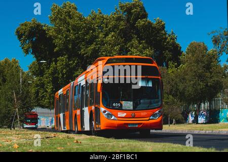 SANTIAGO, CHILE - JANUARY 2020: A Transantiago / RED Movilidad bus in Maipú Stock Photo