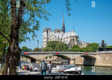 Notre Dame Cathedral from the other Seine side, Paris/Europe Stock Photo