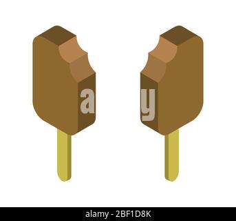 isometric ice cream icon illustrated in vector on white background Stock Vector