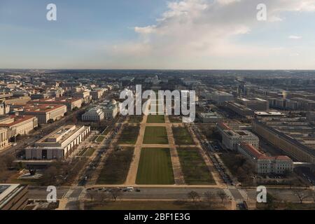 Aerial view of the city of Washington DC, USA. Stock Photo