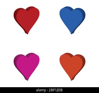 isometric heart icon illustrated in vector on white background Stock Vector