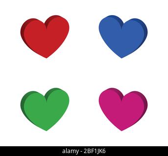 isometric heart icon illustrated in vector on white background Stock Vector