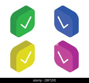 isometric check icon illustrated in vector on white background Stock Vector
