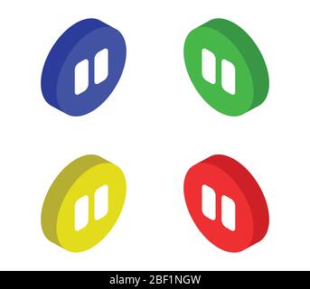 isometric pause button icon illustrated in vector on white background Stock Vector
