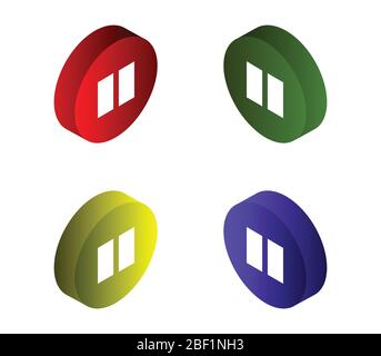 isometric pause button icon illustrated in vector on white background Stock Vector